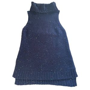Sleeveless Navy & Multi Color Cowl Neck Sweater